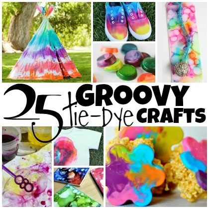 Collage groovy tie dye crafts for Kids toddlers preschoolers
