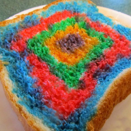 Mouth-Watering Yummy Painted Toast-  25 groovy colorful tie dye art crafts for kids toddlers preschoolers