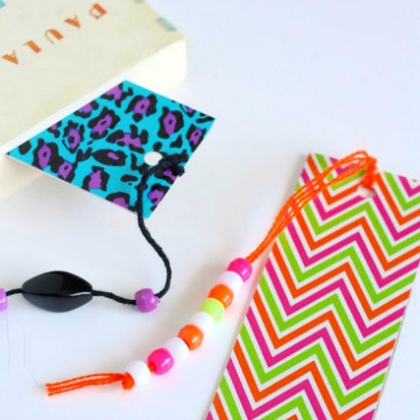 Create these duct tape bookmarks colorful with your kids!