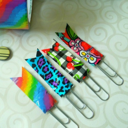 Have fun making these easy and colorful duct tape paper clips with your kids!