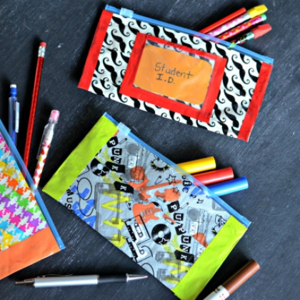 duct tape pencil pouches for the kids!