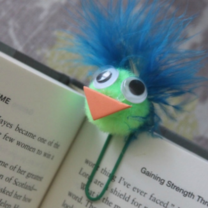 Have creating this fuzzy crazy bird book mark with the kids!
