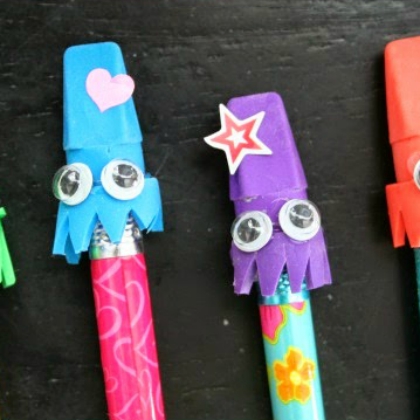 squid eraser toppers, playful pencil toppers for kids