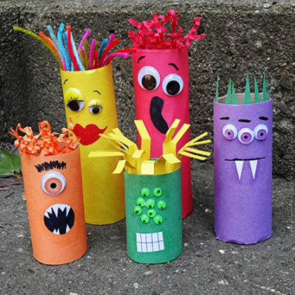 cardboard tube monster family
