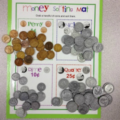 money sorting mat, Fun Money Activities for Kids