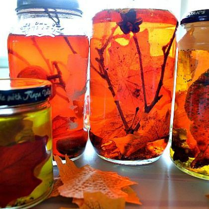Fall Stem Idea Sensory Jars to collect with the kids!
