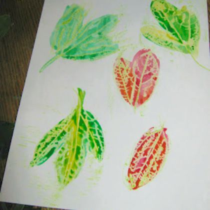 Water Color and Crayon Resist Leaves (All Things Beautiful)