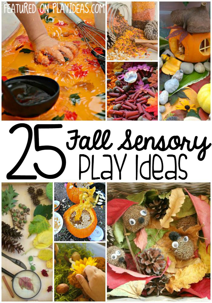 25 Fall Sensory Play Ideas- different pictures of ideas