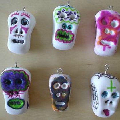 painted calaveras. day of the dead skulls craft for kids 