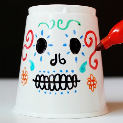 skull cup lantern. day of the dead craft for kids. 