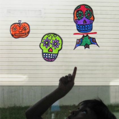 sugar skull suncatchers. day of the dead crafts for kids