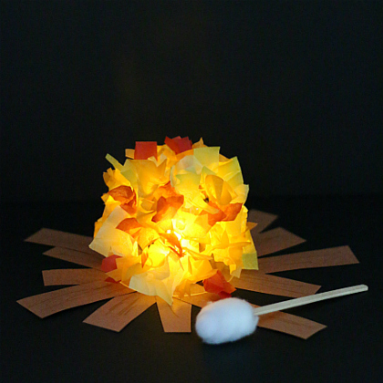 night time tissue campfire as a night time craft for kids