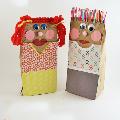 classic paper bag puppets for kids!