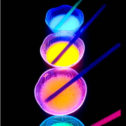 glow bubbles - different colors of glow in the dark paint in colored cups as night time craft by play idea