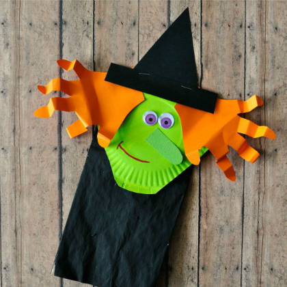 paper bag witch puppet for kids!
