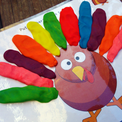 thanksgiving activities for kids, playdough turkey mat, Fun and Interactive Thanksgiving Activities For Kids