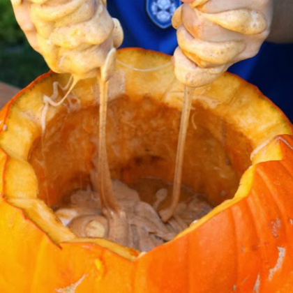 slime in a pumpkin