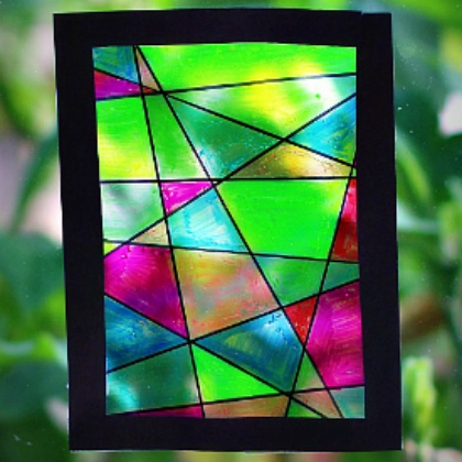 colorful highlighter stained glass craft