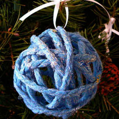 glittery yarn ball-ornament