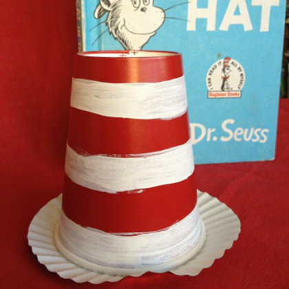 The Cat in the Hat Cup Craft for Dr. Suess Birthday for kids!