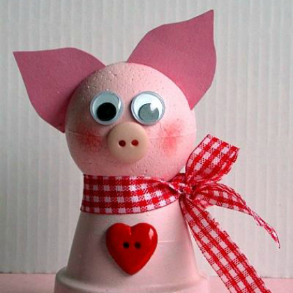 clay pot pigy project. pink pig craft