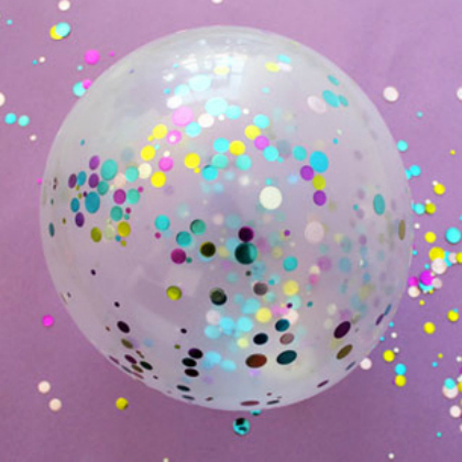 confetti filled balloon. New Year Party Idea