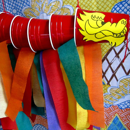 Red Dragon Marionette Cup crafts for kids!
