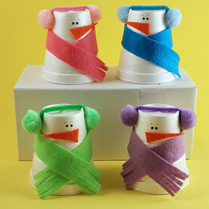 Snowman Craft from Foam Cups crafts for kids!