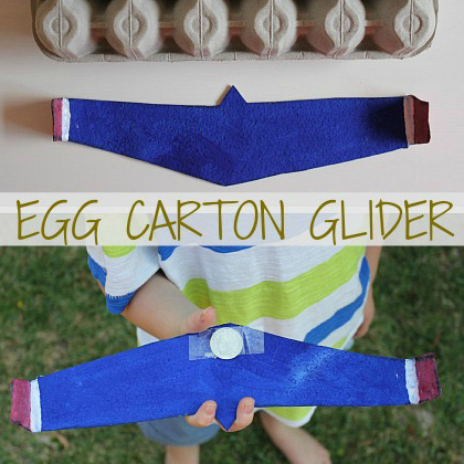 egg carton glider as paper plane crafts for kids