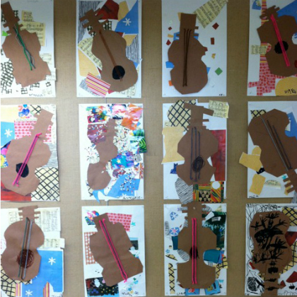 Picasso Inspired Guitar Collages Project for the kids to do!