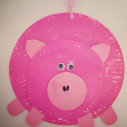 paper plate piggy project. pink pig craft