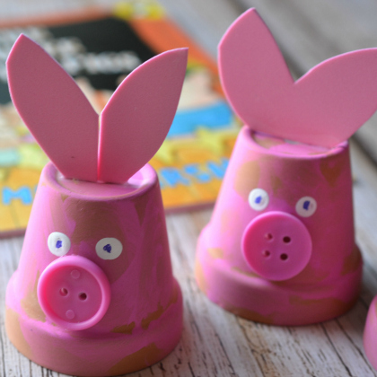 planter pigs craft. Paper Cups Piggy Project. Pink Pig Project. 3 Little Pigs