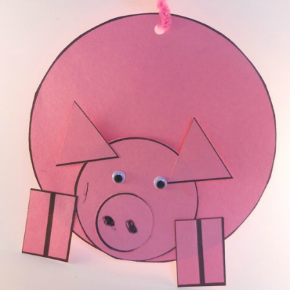 shapes pig. Piggy Project out of all shapes. Pink pig craft