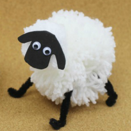 White Pom Pom Sheep Craft for Kids