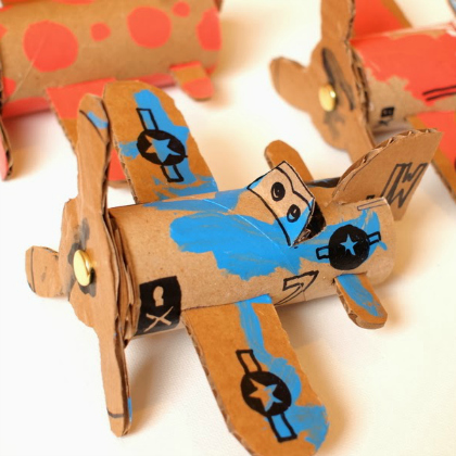 cardboard airplane as paper plane crafts for kids