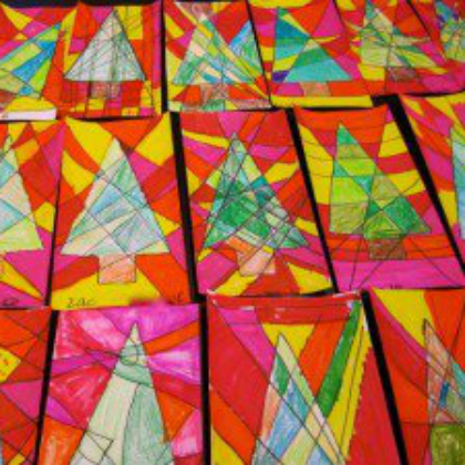 Picasso - inspired Christmas trees art project to do with the kids!