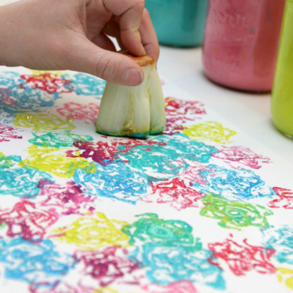 lettuce stem, DIY Stamps, stamp painting activities, stamp making, kids stamp, Super Crafty DIY Stamps For Kids