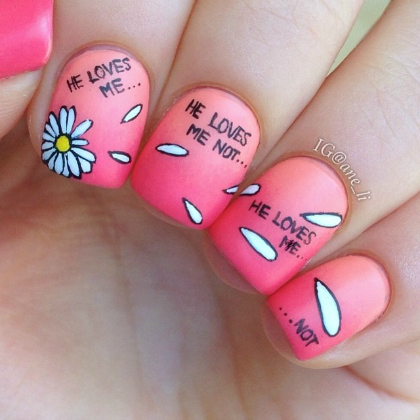 he loves me loves me not nail art, Spring Nails, nail art, nail art ideas for kids, cute nail art ideas, colorful nail art