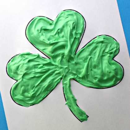 puff paint shamrock crafts and projects for kids