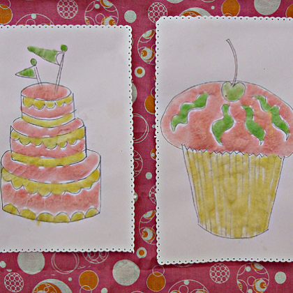 Textured Food Art. Puffy Paint Food Art Crafts and Projects For Kids. 