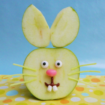 apple bunny, Healthy Spring Snacks for Kids, snacks for kids. healthy snacks, food, good food for kids, food craft