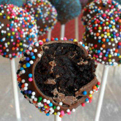 sprinkled chocolate cake pops for kids