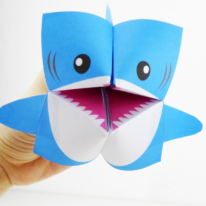 cootie catcher, Shark Crafts, scary-fun shark crafts for kids, animal crafts, fish crafts for kids