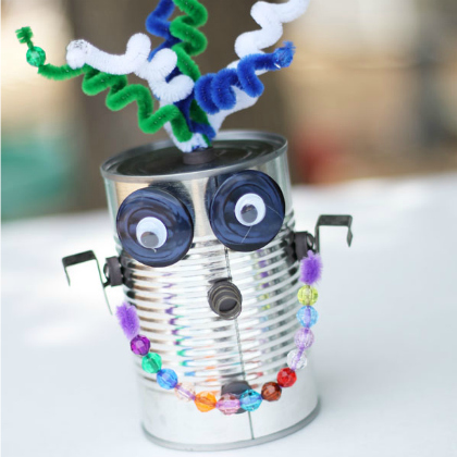 crazy creature, Tin Can Craft, recycled cans, recycling projects, ways to recycle cans, can projects for kids, tin can projects for children, ways to recycle cans, can crafts for kids