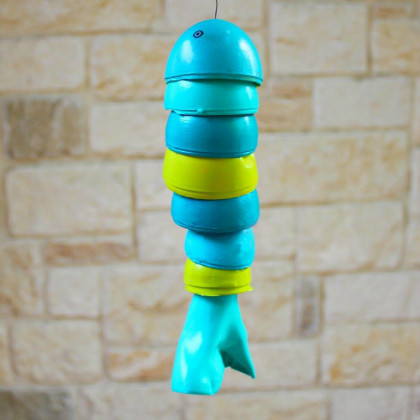 DIY Easter Egg Fish Wind Chime Crafts for Kids - Blue and Green