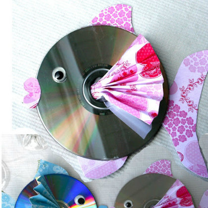 Shining-fish-Old-recycled-CD-creafts-for-kids