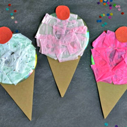ice cream cones-from-old-cds-recycled-art