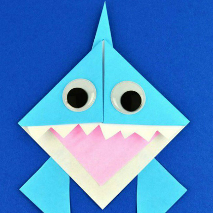 origami bookmark, Shark Crafts, scary-fun shark crafts for kids, animal crafts, fish crafts for kids