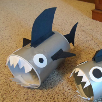 shark cups, Shark Crafts, scary-fun shark crafts for kids, animal crafts, fish crafts for kids