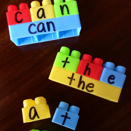 build a sight word with letter matching on Duplo blocks, learning activity for kids, sight reading, sight word games, reading games, fun learning activities